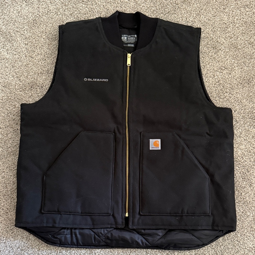 Carhartt Black Work Vest with Gold Zipper
